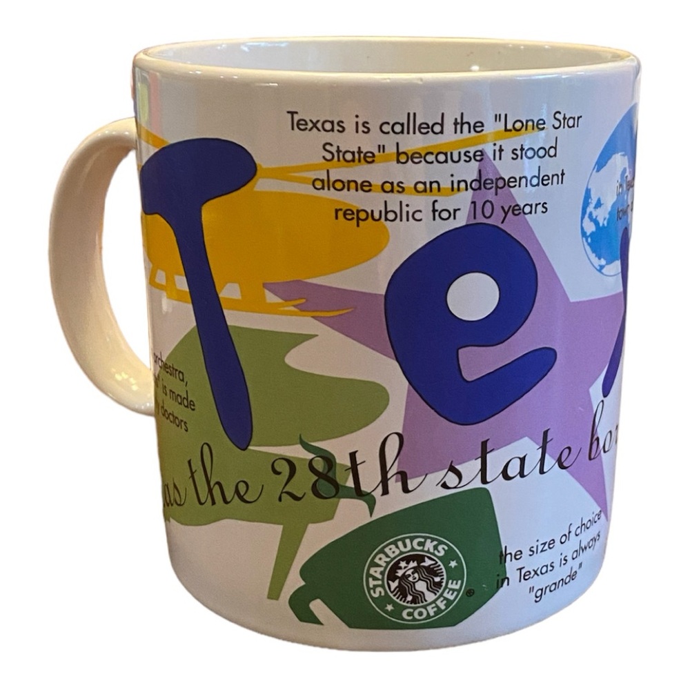VTG 1997 Starbucks Texas States of Bean Coffee Mug 20 oz Oversized Collectible